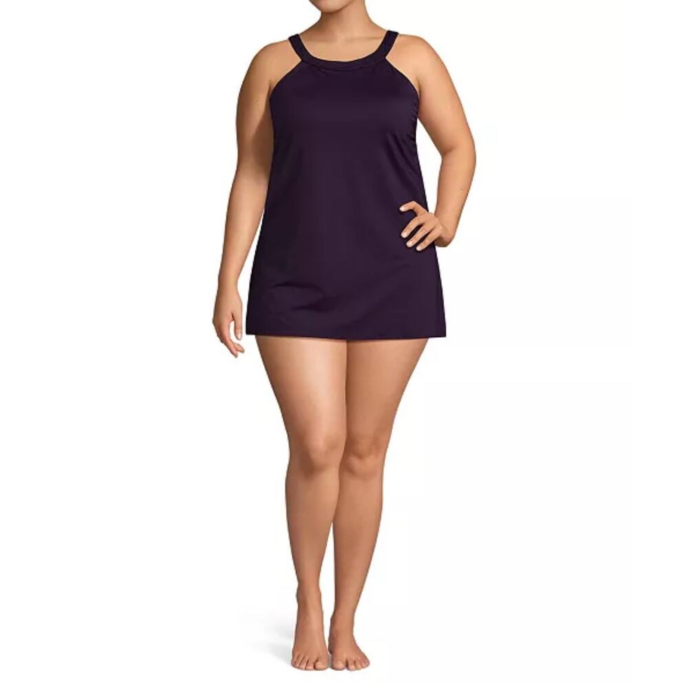NWT Lands End size 10 dark purple swim dress  bathing suit